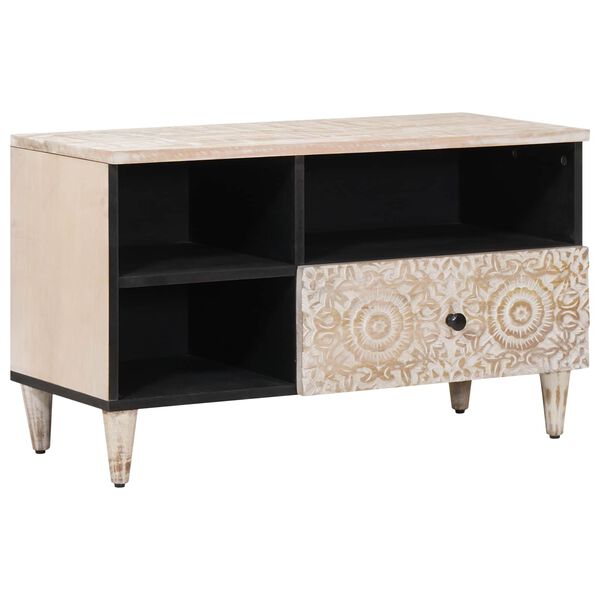 vidaXL Sj&oacute;nvarpssk&aacute;pur me&eth; hillu Hv&iacute;tt 80 x 33,5 x 46 cm Hart mang&oacute;tr&eacute;