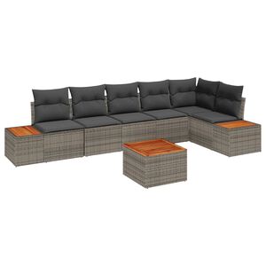 vidaXL Gar&eth;s&oacute;fa sett me&eth; p&uacute;&eth;i me&eth; geymslu 6 pcs Gr&aacute;r P&oacute;l&yacute;rattan