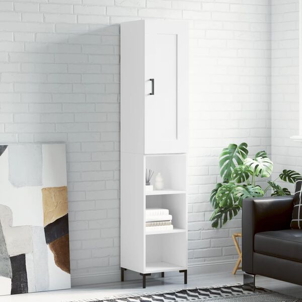 vidaXL Skenkur hv&iacute;tt 34,5x34x180 cm Samsettur Vi&eth;ur