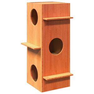 vidaXL Cat House Wax Br&uacute;n 43x43x90 cm Solid Wood Furu