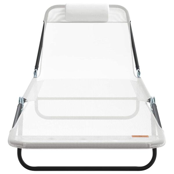 vidaXL Stillanlegur samanbrjótanlegur sólstóll 1-Persóna Rjómalitur