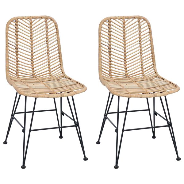 vidaXL Bor&eth;st&oacute;ll 2 pcs N&aacute;tt&uacute;rulegur 44 x 47 x 85 cm Rattan og j&aacute;rn