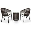vidaXL 3 Hluta Bistrosett me&eth; Sessum P&oacute;l&yacute;rattan Br&uacute;nt