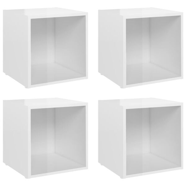 805518 vidaXL TV Cabinets 4 pcs High Gloss White 37x35x37 cm Chipboard