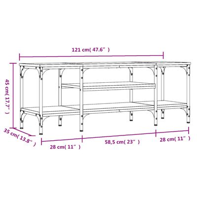 vidaXL Sjónvarpsskápur Brún Eik 121x35x45 cm Samsettur Viður og Járn