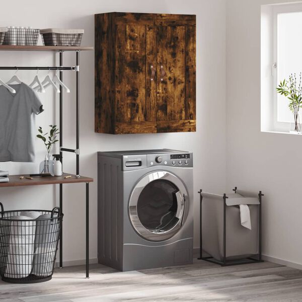 vidaXL Veggsk&aacute;pur Reykt&oacute;na Eikarlitur 69,5x34x90 cm Samsettur Vi&eth;ur