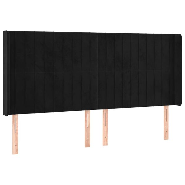 vidaXL H&ouml;f&eth;agafl me&eth; Eyrum 203x16x118/128 cm Sv&ouml;rt Flauel