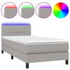 vidaXL H&oacute;lfa&eth; Springr&uacute;m me&eth; D&yacute;nu&LED Lj&oacute;sgr&aacute;tt 100x200 cm Efni