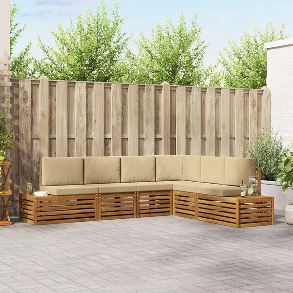 vidaXL &Uacute;ti s&oacute;fasett me&eth; p&uacute;&eth;i 6 Stykki N&aacute;tt&uacute;rulegt og B&eacute;ig