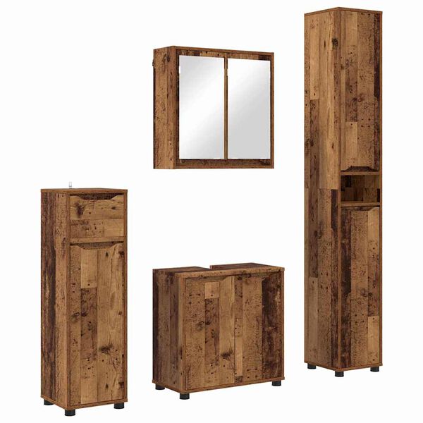 vidaXL Ba&eth;herbergismublasett 4 pcs Gamall vi&eth;ur Samsettur vi&eth;ur
