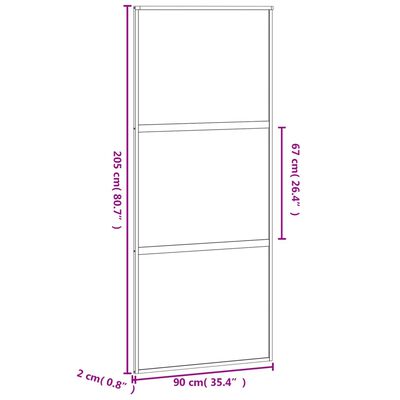 vidaXL Rennihurð Svört 90x205 cm Hert Gler og Ál