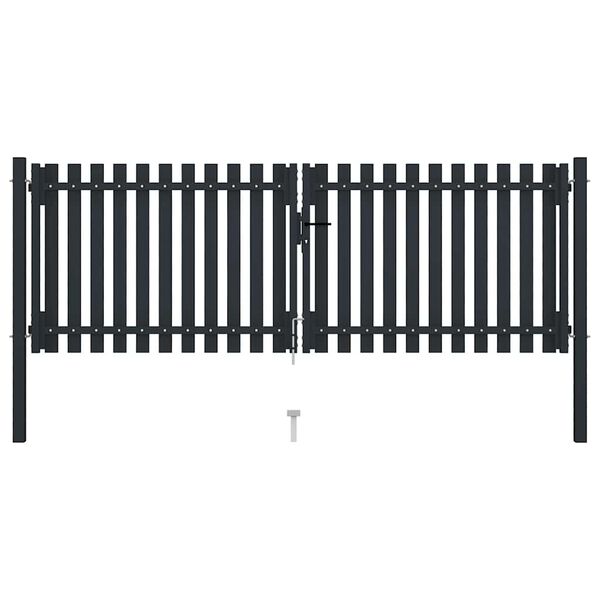 vidaXL Tvöfaldur Girðingarhlið úr Stáli 300x100 cm antrasít