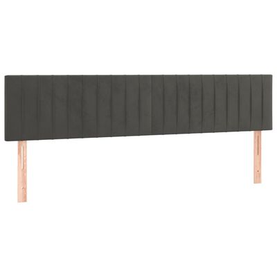 vidaXL LED Höfðagafl 180x5x78/88 cm Dökkgrátt Flauel