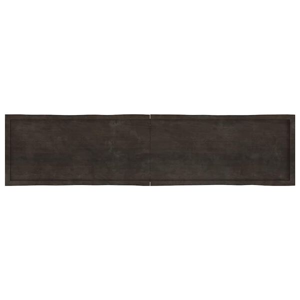 vidaXL Borðplata 220x50x(2-4)cm Meðhöndlaður Viður Náttúrulegar Brúnir