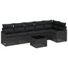 vidaXL Gar&eth;s&oacute;fa sett 7 pcs Svartur p&oacute;l&yacute;rattan