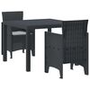 vidaXL Garður borðsett 3 pcs Antrasít Polt rattan
