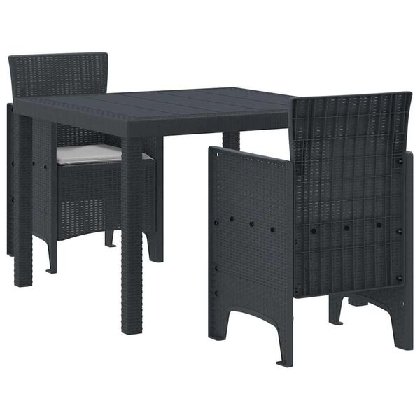 vidaXL Garður borðsett 3 pcs Antrasít Polt rattan