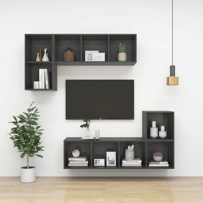 805482 vidaXL Wall-mounted TV Cabinet Grey 37x37x107 cm Chipboard