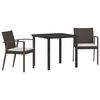vidaXL Gar&eth;ur bor&eth;sett 3 pcs Br&uacute;nn og svartur PE rattan