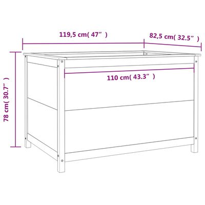 vidaXL Upphækkað Garðker Grátt 119,5x82,5x78 cm Gegnheil Fura