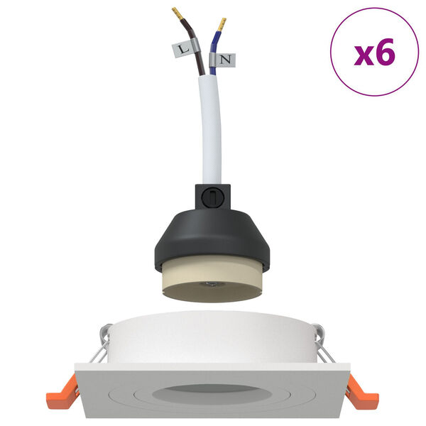 vidaXL Spotlights með sviðsljósum 6 pcs Hvítt 9 x 9 x cm Ál