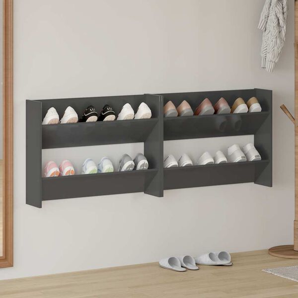 vidaXL Veggsk&oacute;sk&aacute;par 2 stk. Gr&aacute;r 80x18x60 cm Samsettur Vi&eth;ur