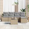 vidaXL Gar&eth;s&oacute;fa sett 6 pcs Drapplita&eth;ur Poly rattan