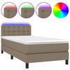 vidaXL H&oacute;lfa&eth; Springr&uacute;m me&eth; D&yacute;nu og LED M&oacute;gr&aacute;r 90x200cm Tauefni