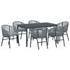 vidaXL Gar&eth;ur bor&eth;sett 7 pcs Gr&aacute;r p&oacute;l&yacute;rattan