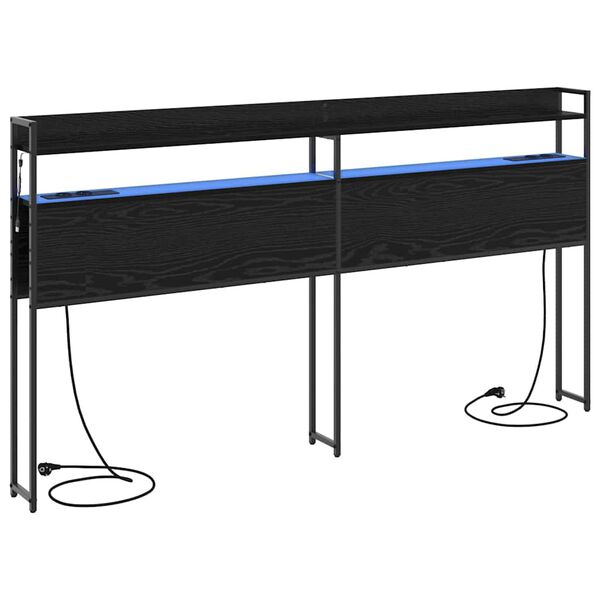 vidaXL Geymslu h&ouml;f&eth;ah&ouml;gg me&eth; hillu Sv&ouml;rt eik 200 cm Samsettur vi&eth;ur