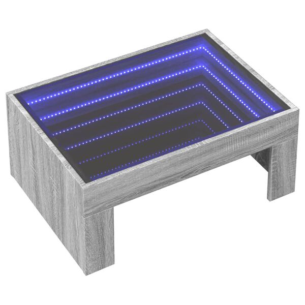 vidaXL Sófaborð með Óendanleika LED Gráir Sonoma 70x50x30 cm
