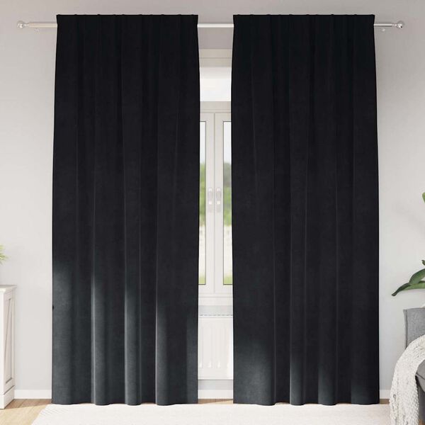 vidaXL Myrkratj&ouml;ld 2 pcs Svartur 140 x 245 cm Flauel