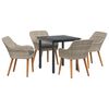 vidaXL Gar&eth;ur bor&eth;sett me&eth; p&uacute;&eth;i 5 pcs Lj&oacute;sgr&aacute;r p&oacute;l&yacute;rattan