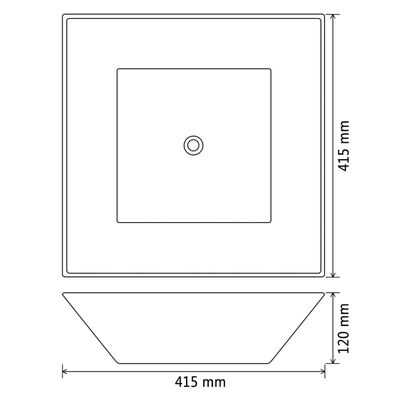 142739 vidaXL Basin Ceramic Square Black 41,5x41,5x12 cm