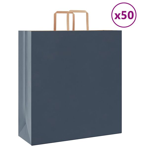 vidaXL Papp&iacute;rspokar 50 stk me&eth; Handf&ouml;ngum Bl&aacute;ir 45x17x48 cm