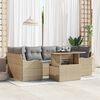 vidaXL Garðsófa sett með púði 7 pcs Drapplitaður Poly rattan