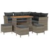 vidaXL Gar&eth;s&oacute;fa sett 9 pcs Gr&aacute;r P&oacute;l&yacute;rattan og duftlakkadur st&aacute;l