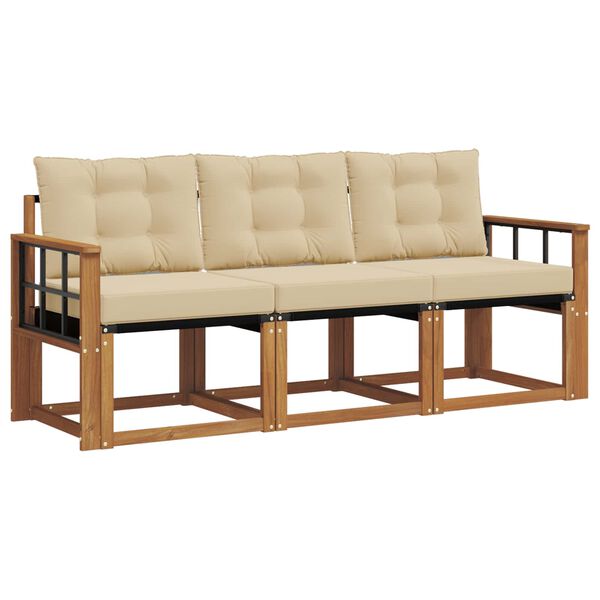 vidaXL &Uacute;ti s&oacute;fasett me&eth; p&uacute;&eth;i 3 pcs N&aacute;tt&uacute;rulegt og B&eacute;ig