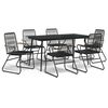 vidaXL 7 Parta Gar&eth;bor&eth;stofusett Svart PVC Rattan