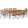 vidaXL Gar&eth;ur bor&eth;sett 9 pcs Svartur Hrein akas&iacute;utr&eacute;