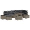 vidaXL Gar&eth;s&oacute;fa sett 8 pcs Gr&aacute;r P&oacute;l&yacute;rattan, d&uacute;fth&uacute;&eth;a&eth; st&aacute;l og gler