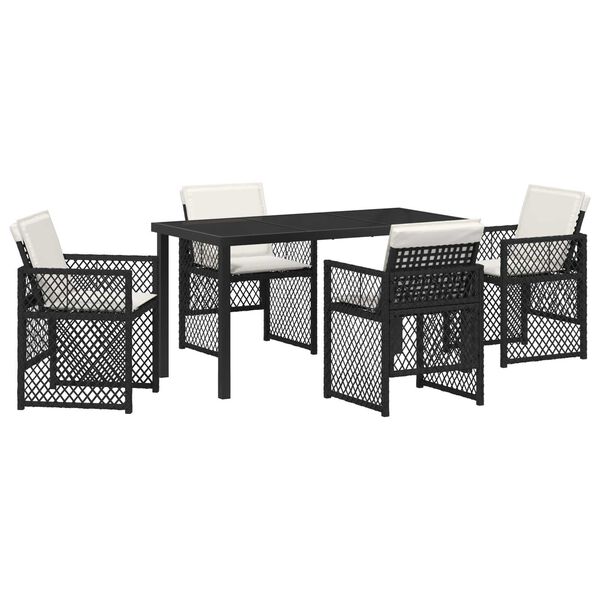 vidaXL Gar&eth;ur bor&eth;sett 5 pcs Svartur p&oacute;l&yacute;rattan