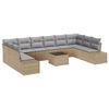 vidaXL Gar&eth;s&oacute;fa sett me&eth; p&uacute;&eth;i 11 pcs Drapplita&eth;ur p&oacute;l&yacute;rattan