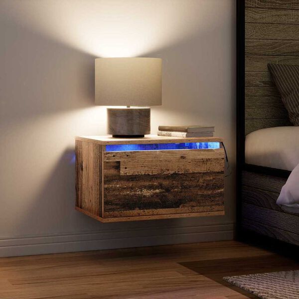 vidaXL Veggfestur n&aelig;turb&uacute;r me&eth; sk&uacute;ffu Gamalt timbur 50 x 36 x 30 cm