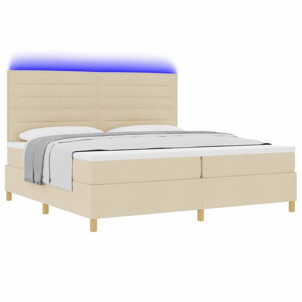 vidaXL LED Box Spring R&uacute;m me&eth; d&yacute;nu Rj&oacute;malitur 200 x 200 cm d&uacute;kur