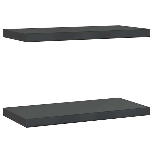 vidaXL Vegghillur 2 stk. 50x23,5x3 cm Svart Ryðfrítt Stál