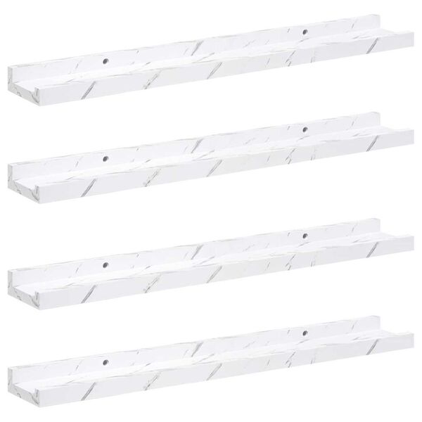 vidaXL Vegghylla 4 pcs Hv&iacute;tt marmara 60 x 9 x 3 cm Samsettur vi&eth;ur