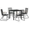 vidaXL Gar&eth;ur bor&eth;sett 5 pcs Svartur Dufth&uacute;&eth;a&eth; st&aacute;l