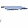 vidaXL sj&aacute;lfvirkt skyggni me&eth; LED vindskynjara 400x350 cm Bl&aacute;r hv&iacute;tur