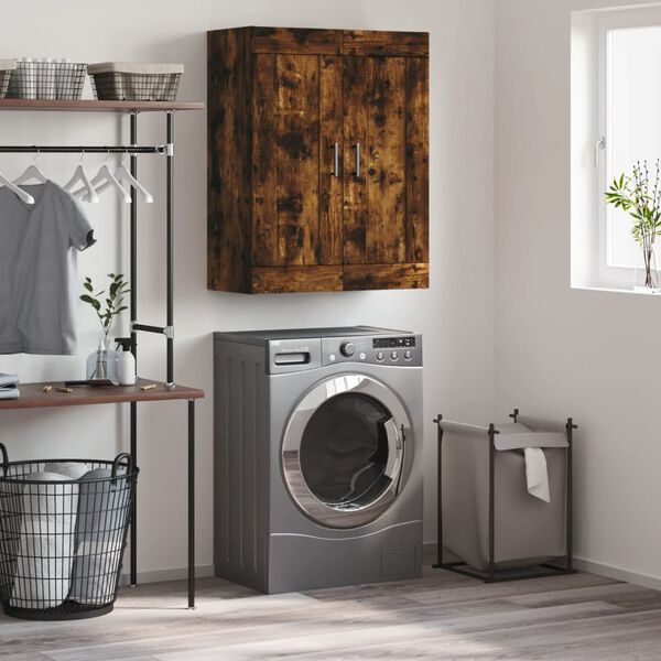 vidaXL Veggsk&aacute;pur Reykt&oacute;na Eikarlitur 69,5x34x90 cm Samsettur Vi&eth;ur